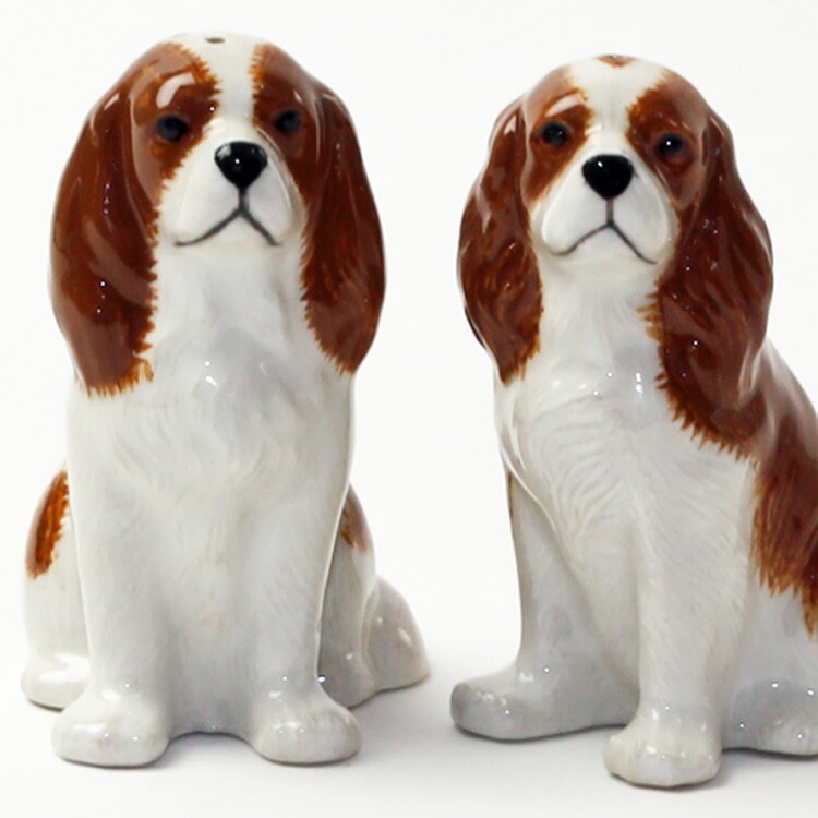【Quail Ceramics】Cavalier King Charles Spaniel (Brown&White) Salt&Pepper Set
