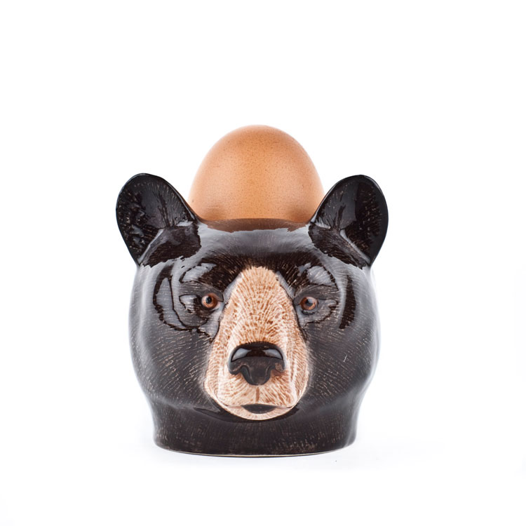 【Quail Ceramics】Black Bear Face Egg Cup