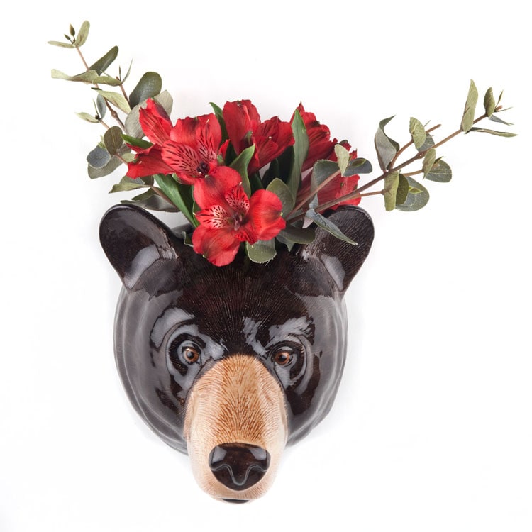 【Quail Ceramics】Black Bear Wall Vase
