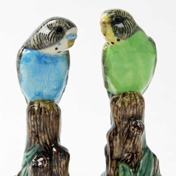 【Quail Ceramics】Budgerigar (Blue&Green) Figure Set