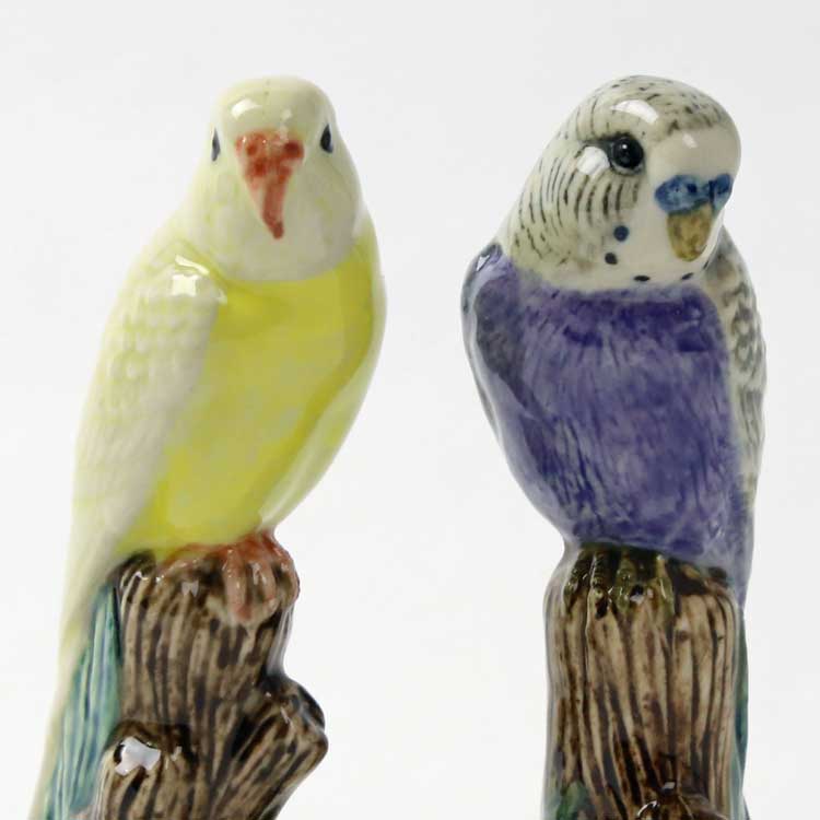 【Quail Ceramics】Budgerigar (Violet&Yellow) Figure Set