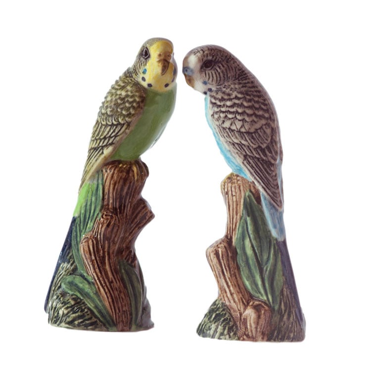 【Quail Ceramics】Budgerigar (Blue&Green) Salt&Pepper Set
