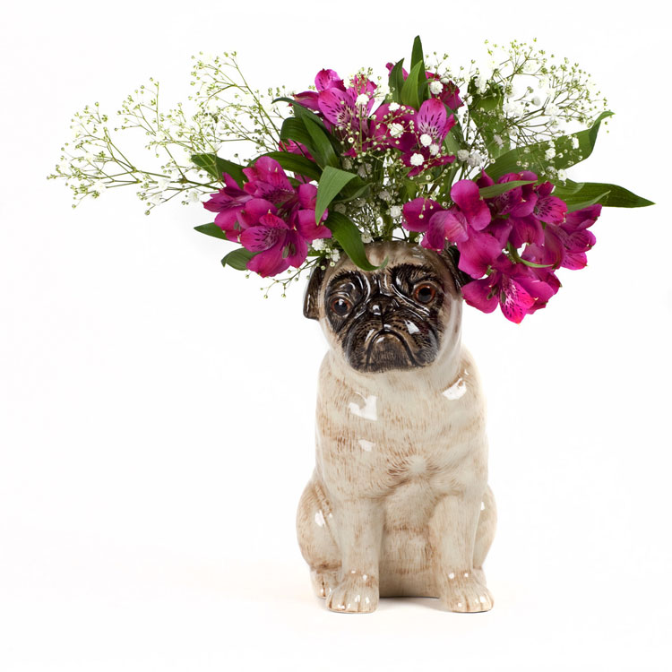 【Quail Ceramics】Pug (Fawn) Flower Vase