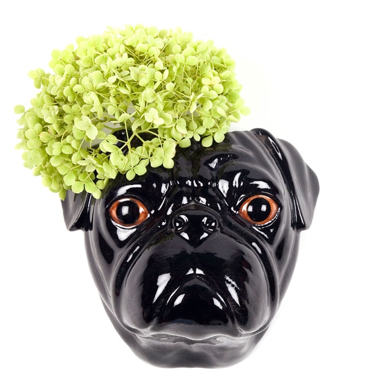 【Quail Ceramics】Pug (Black) Wall Vase