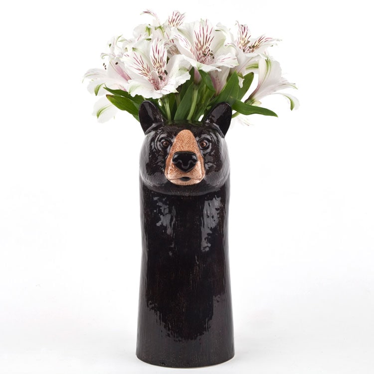 【Quail Ceramics】Black Bear Flower Vase