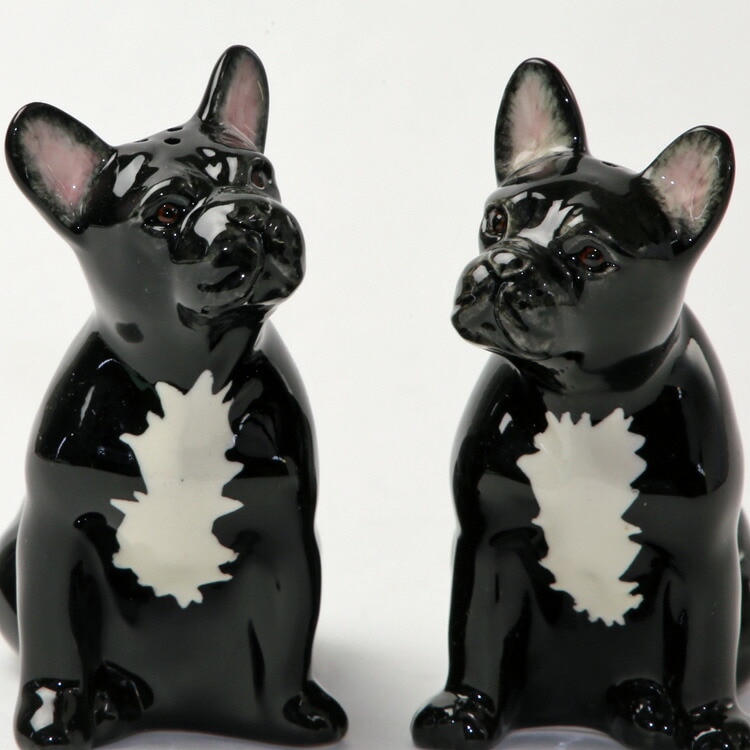 【Quail Ceramics】French Bulldog (Black) Salt&Pepper Set