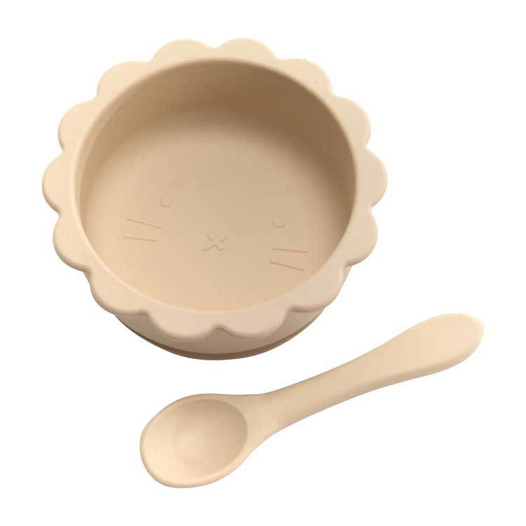 Kids Plate+Spoon Set -BEIGE-
