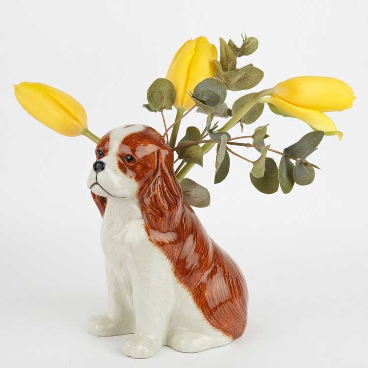 【Quail Ceramics】Cavalier King Charles Spaniel Flower Vase（Sサイズ）