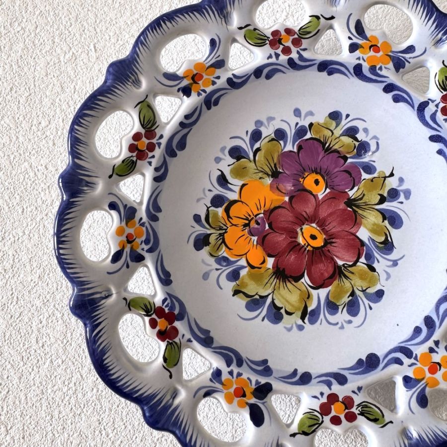 Azulejo Floral Wall Plate -Blue- (20cm)