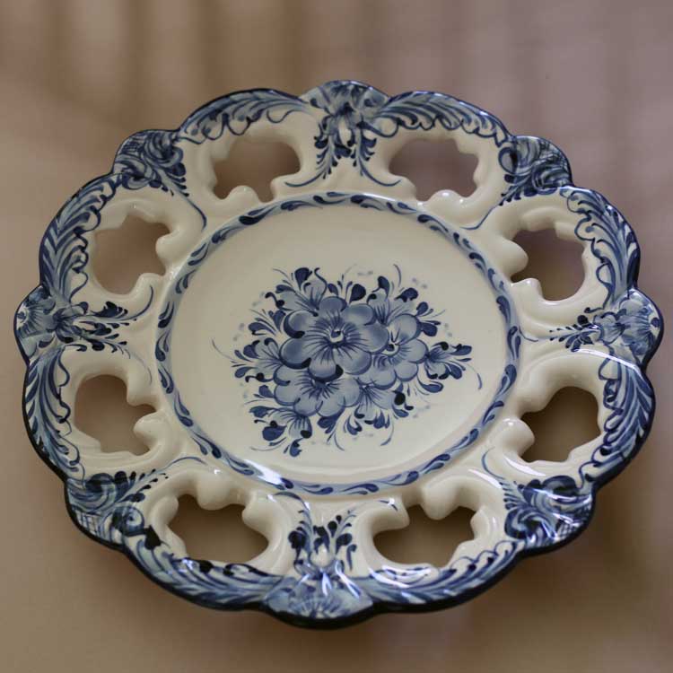 Azulejo Floral Wall Plate -White- (26cm)