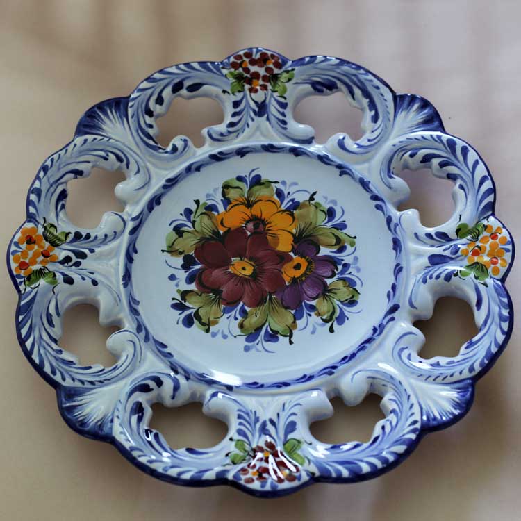 Azulejo Floral Wall Plate -Blue- (26cm)