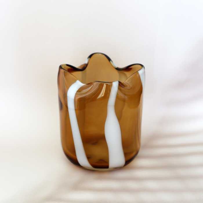 Walker Glass Vase -Brown&White-
