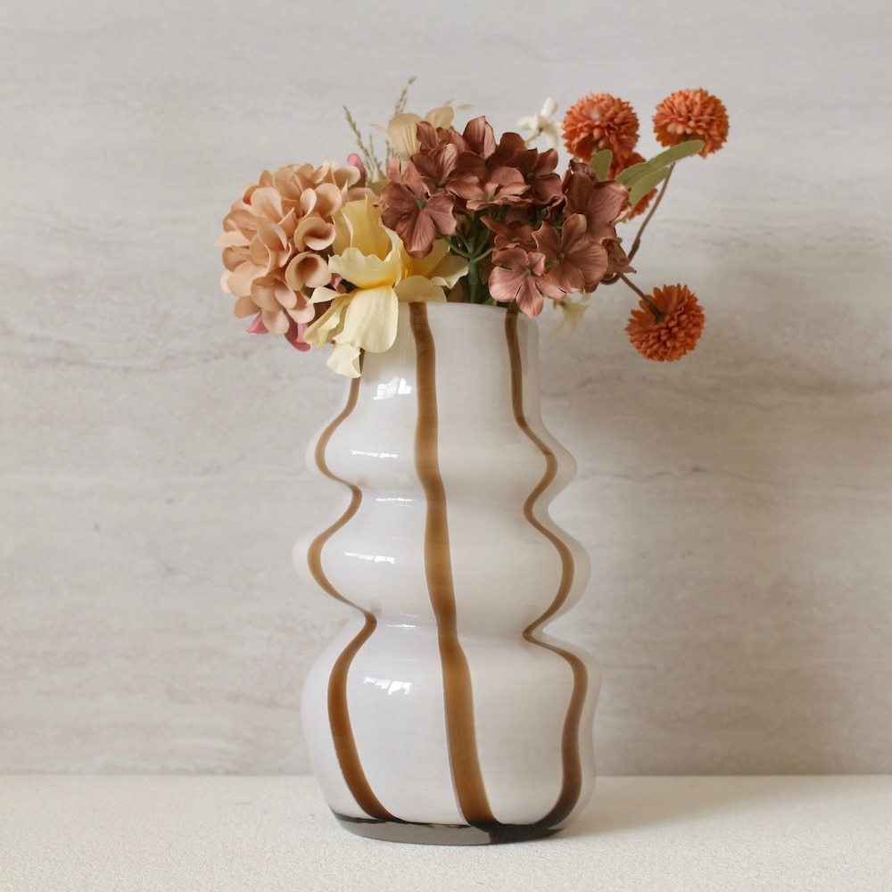 Walker Glass Vase -White&Cocoa-