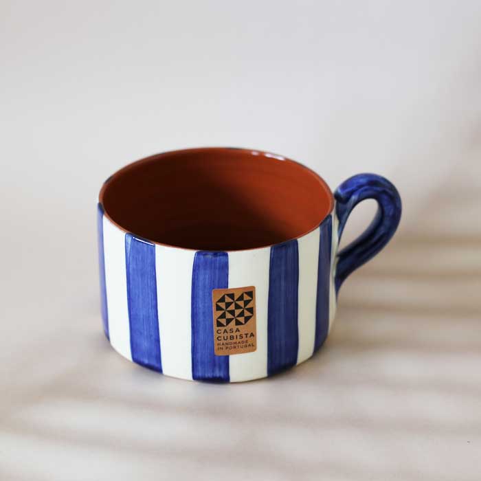 Vertical Stripe Flat Mug -Blue- (450ml)