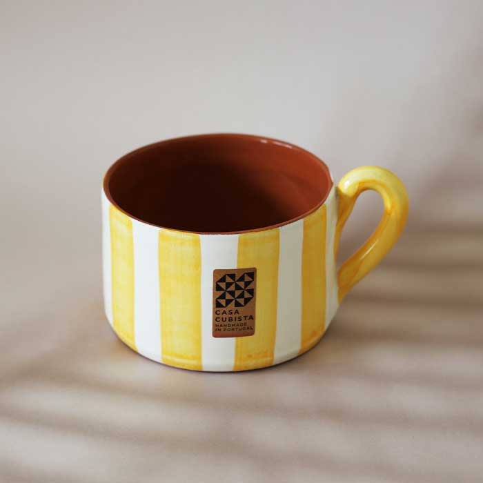 Vertical Stripe Flat Mug -Tangerine- (450ml)