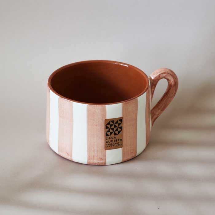 Vertical Stripe Flat Mug -Terracotta-