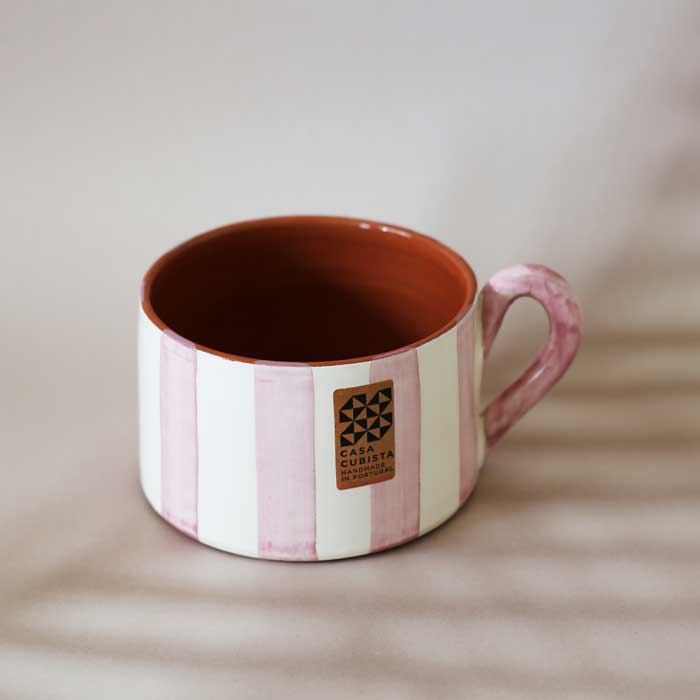 Vertical Stripe Flat Mug -Mauve- (450ml)