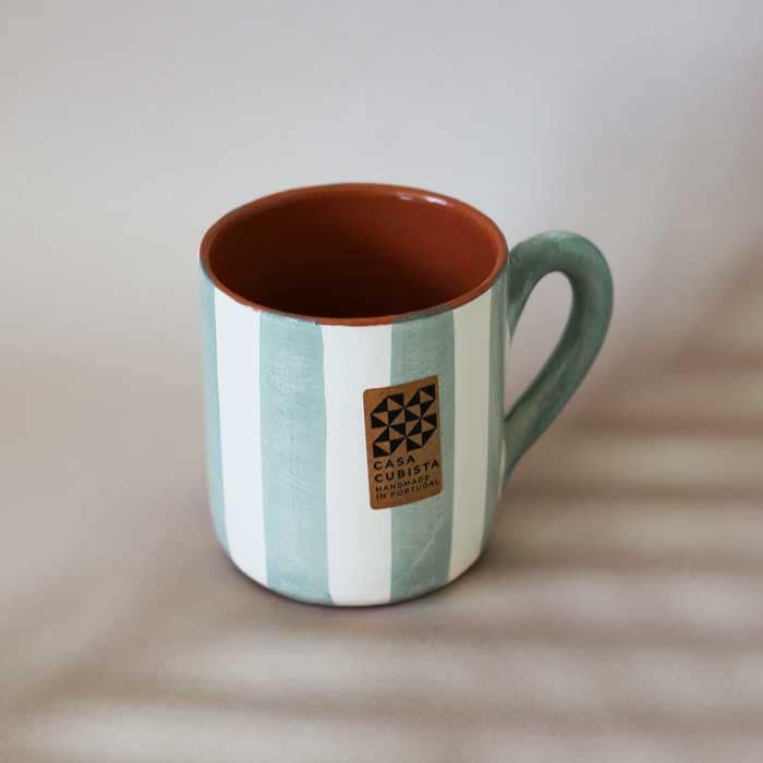 Vertical Stripe Mug -Sage- (450ml)