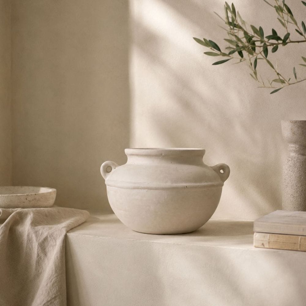Handmade paper mache pot