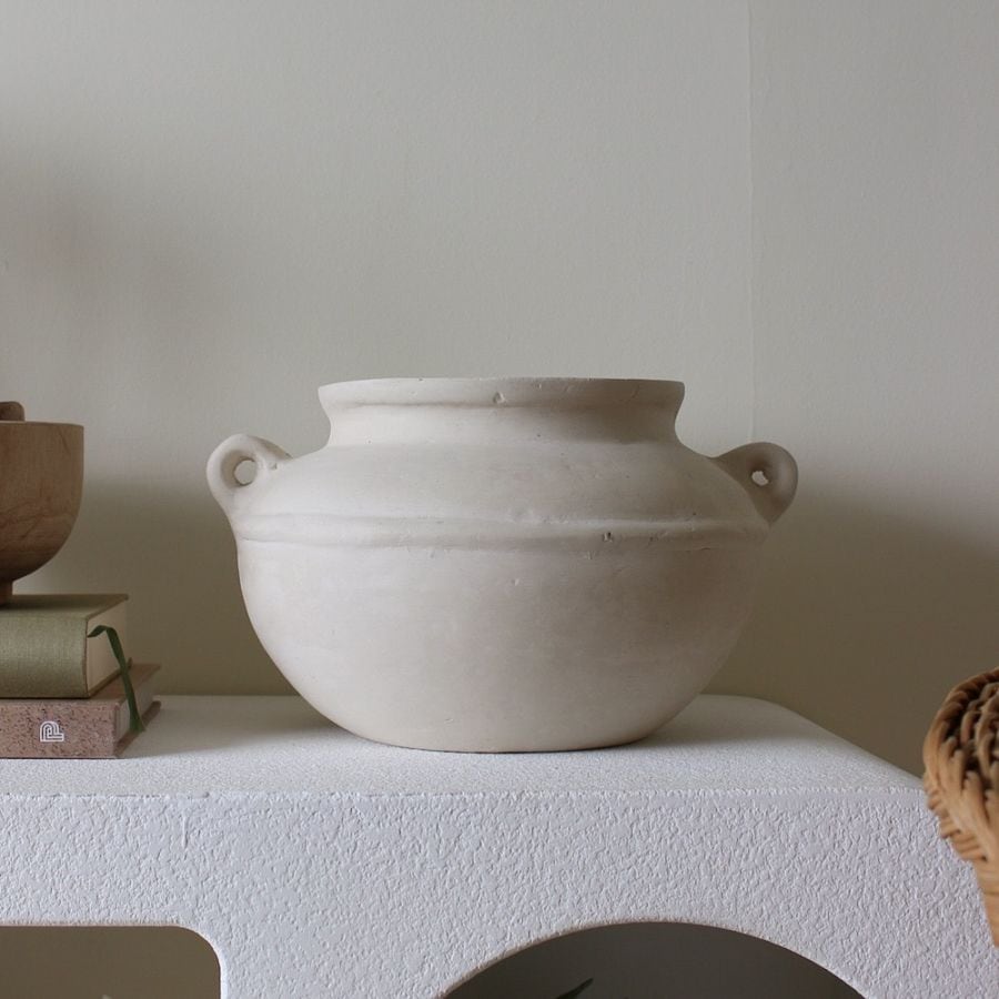 Handmade paper mache pot