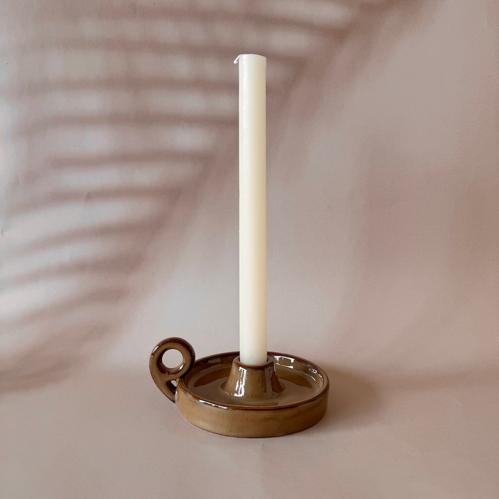 Stoneware candle holder (Beige)