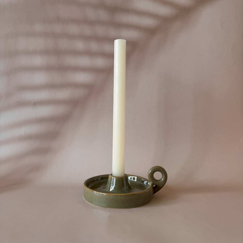 Stoneware candle holder (Green)