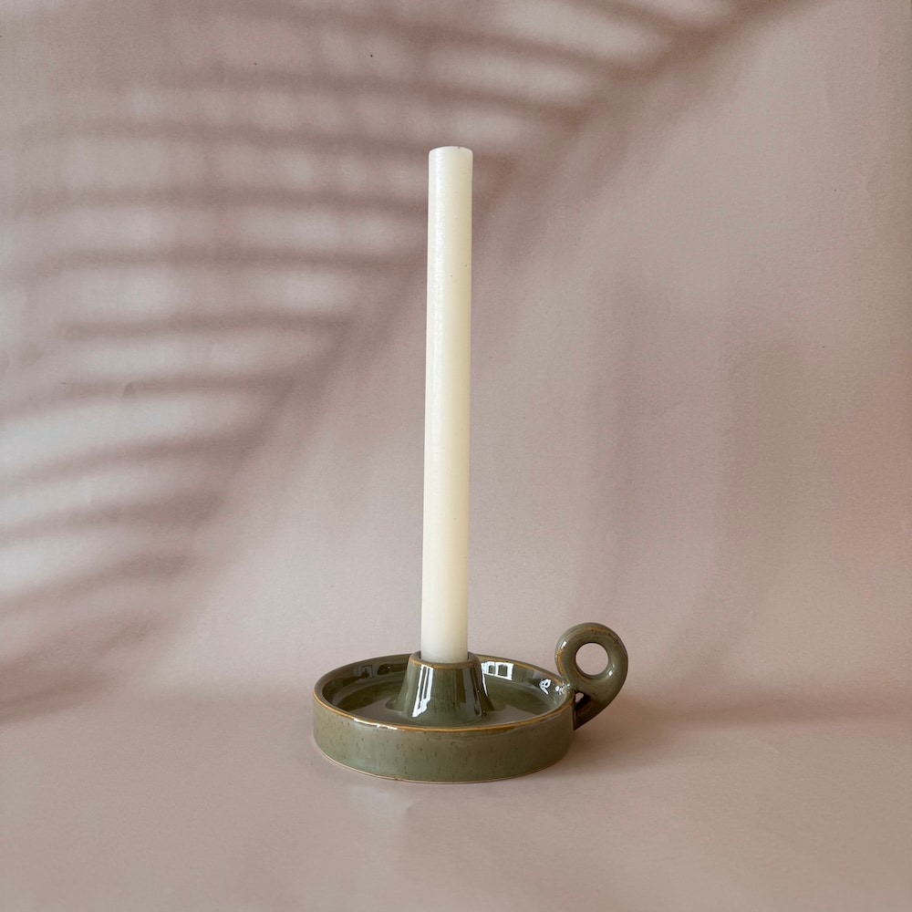 Stoneware candle holder (Green)