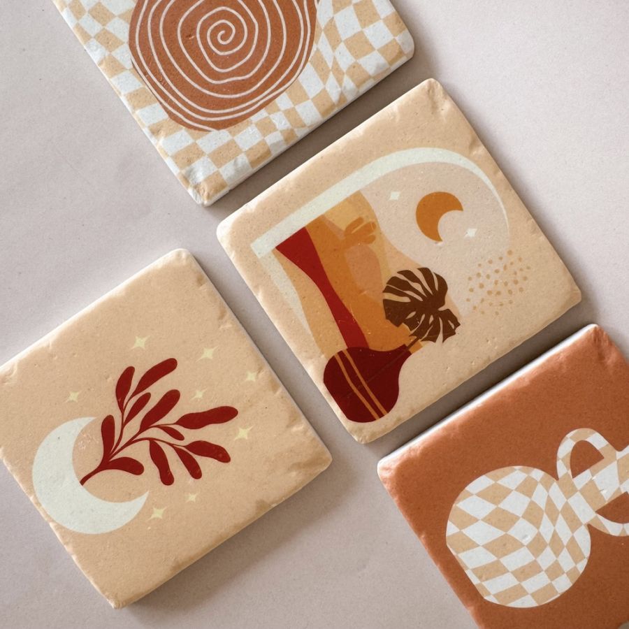Set of 4 Resin Coaster  (type：Art Modern)