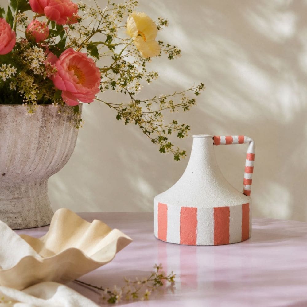 Metal Vase -with Stripes-