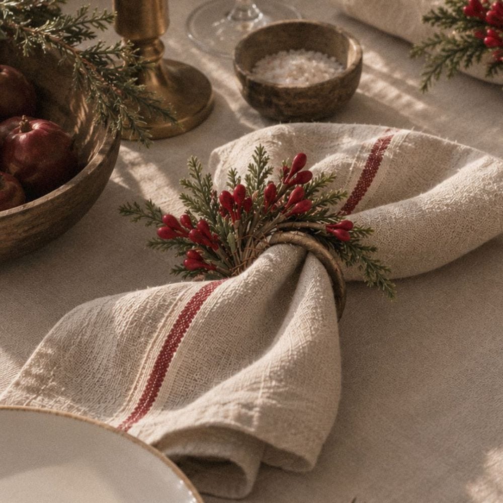X'mas Leaf Napkin Ring -Red-