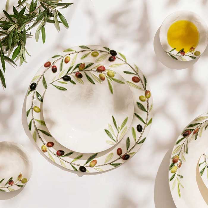 イタリア産デザートプレート_ オリーブ 陶器製 イタリア食器