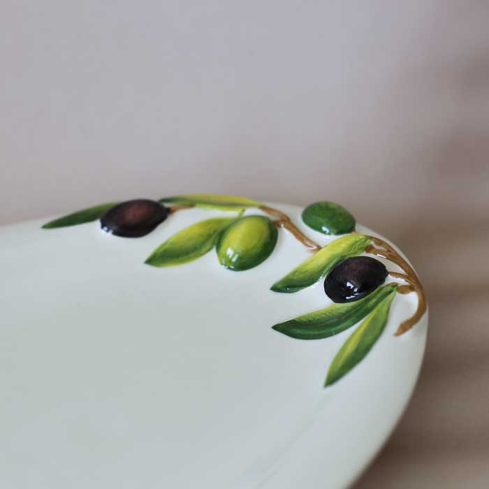 イタリア産オーバルプレート(32cm)_ オリーブ 陶器製 イタリア食器