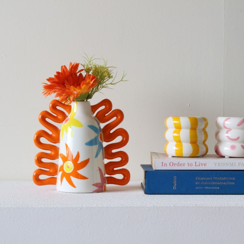 QUE RICOの太陽モチーフ花瓶｜ケリコ ベルギー フラワーベース