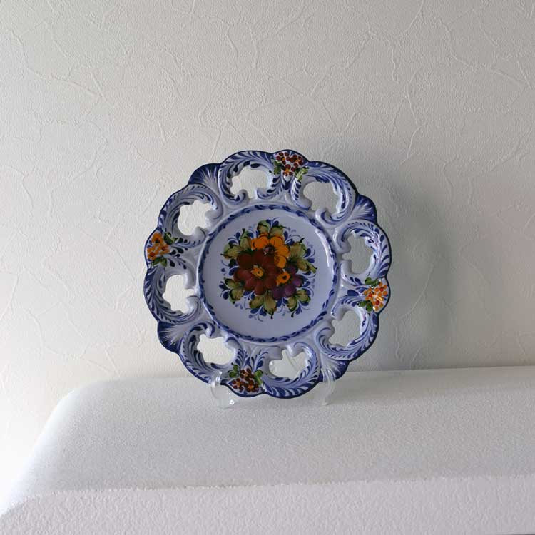 ポルトガル製 アズレージョ 絵皿 プレート 飾り皿 壁掛け 陶器