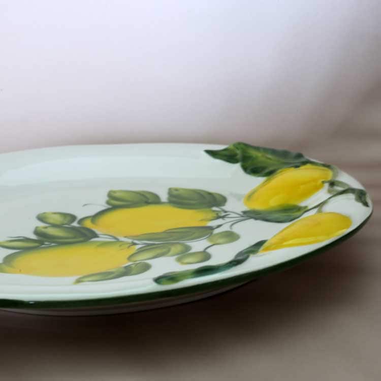イタリア産レモン柄のお皿｜陶器製 ラウンドディッシュ ハンドペイント