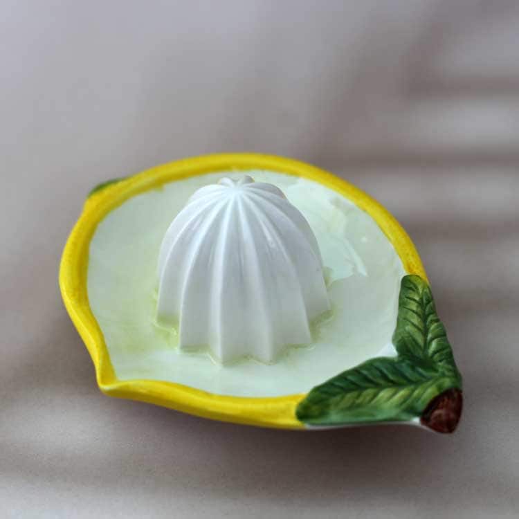 レモン柄 食器 レモンスクイーザー ジューサー 陶器製 手描き