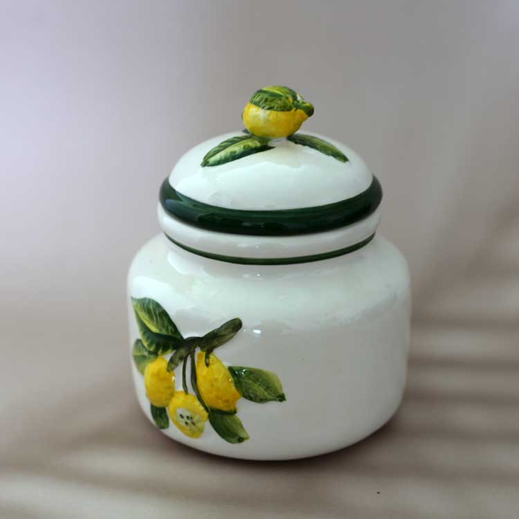 レモン柄 食器 キャニスター ジャー 陶器製 蓋付き 保存容器 レモン