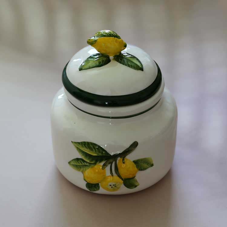 レモン柄 食器 キャニスター ジャー 陶器製 蓋付き 保存容器 レモン