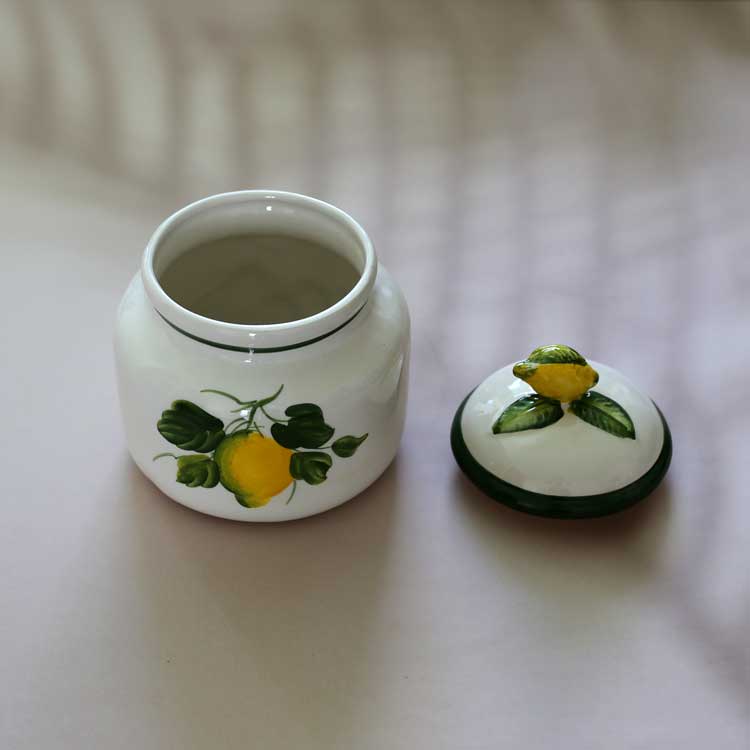 レモン柄 食器 キャニスター ジャー 陶器製 蓋付き 保存容器