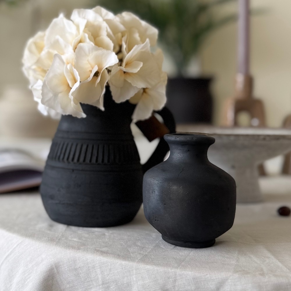 デンマーク直輸入ブラック花瓶 ｜ 陶器製 テラコッタ 小さめ花瓶