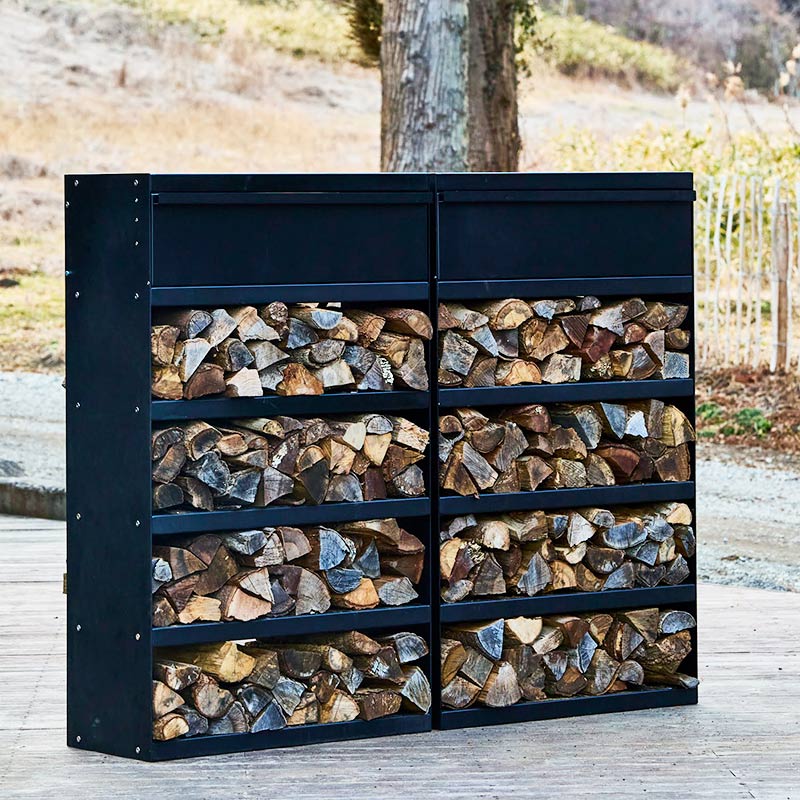 ウッドラック W1800 ブラック 【a+ design】｜薪棚 大型 ガルバ