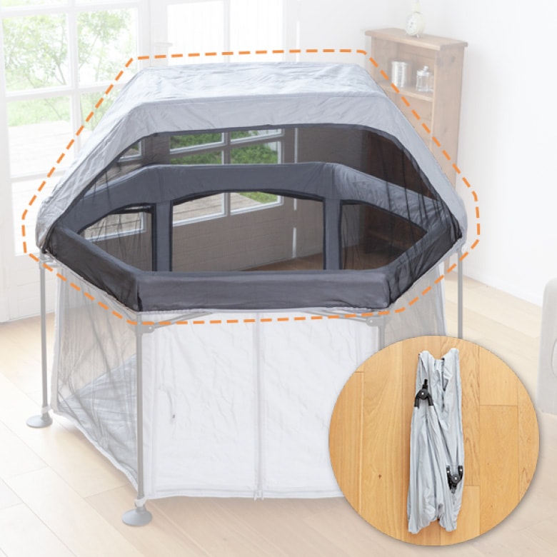 洗えて　たためる　ポータブルベビーサークル　洗えるメッシュトップカバー(新品)付 楽天市場】日本育児 洗えてたためるポータブルベビーサークル
