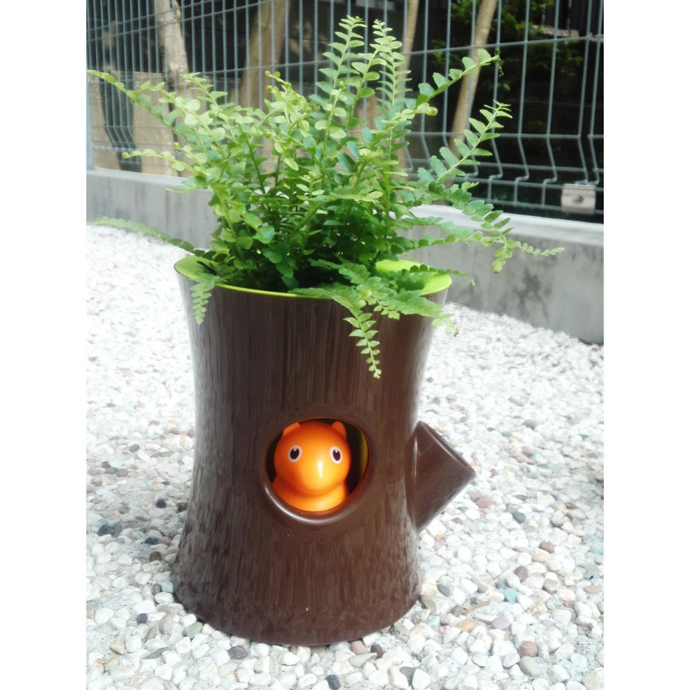 クオリー QUALY フラワーポット ログ&スクイレル 植木鉢 LOG