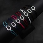 ����ѥ������֥����� Horseshoe Amulet Cord Bracelet - Silver w/CZ