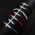 ����ѥ������֥����� Smooth Cross Medium Cord Bracelet - Silver w/CZ