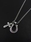 ����ѥ������֥����� Smooth Cross Pendant M + Horseshoe Large Pendant - Silver w/Clear CZ