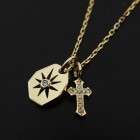 ����ѥ������֥����� Sun Plate �� Little Cross Cross Charm Necklace Set K18Y w/Diamond