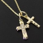 ����ѥ������֥����� Double Cross Necklace - K18YG w/Diamond