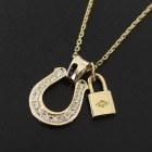����ѥ������֥����� Horseshoe Large Pendant & Small Key Charm Necklace Set - K18Yellow Gold w/Diamond
