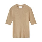 CLANE /  H/N HALF SLEEVE RIB KNIT TOPS